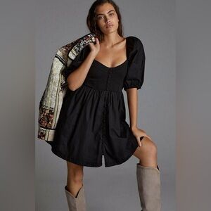 Maeve Anthropologie Puff Sleeve Sweetheart Button Front Corset Dress XL